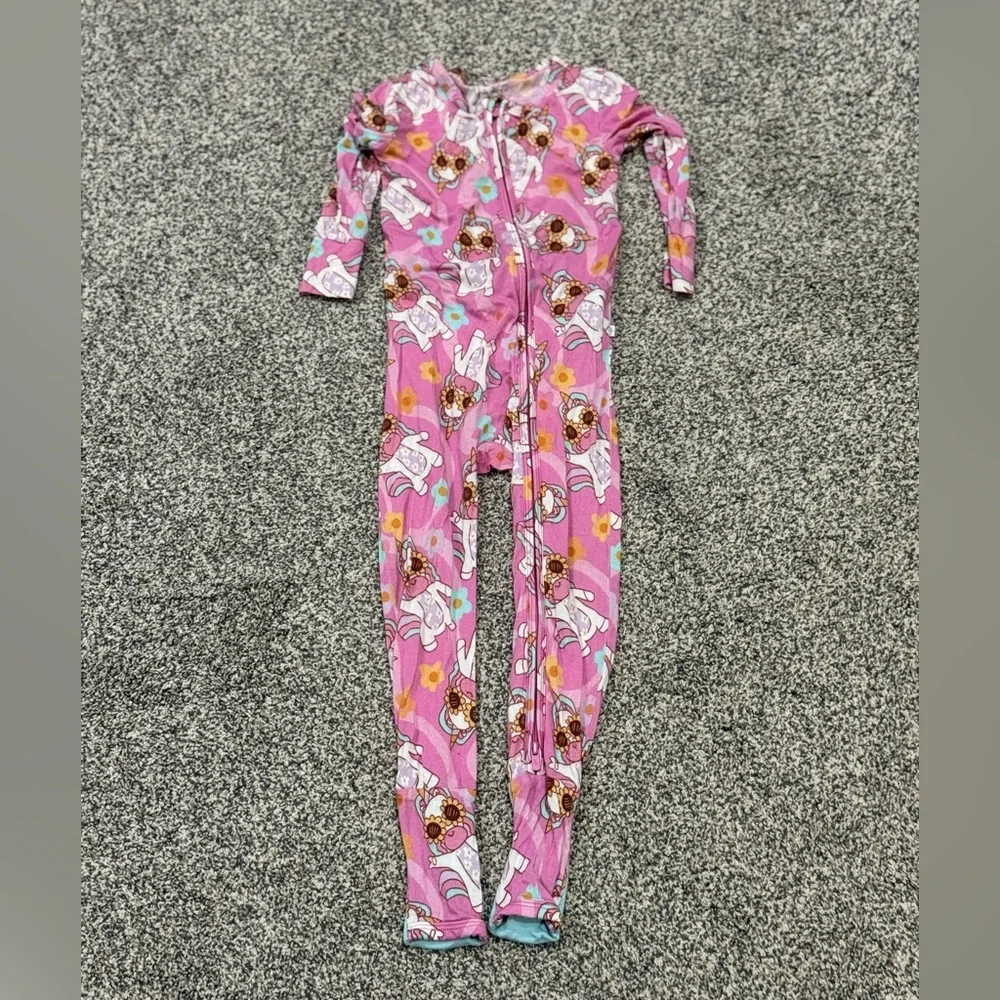 Posh Peanut Pink Bunny & Sunflower Footed Pajama One-Piece